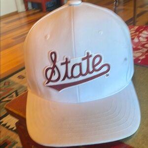 Oversized MSU White Baseball Cap